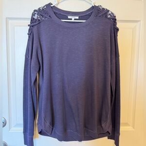 Maurices purple lace cut out shoulders sweater size medium